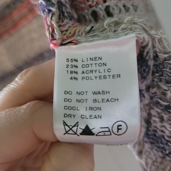 Grey Blue Red Linen Shrug Cardi sz Medium - Picture 6 of 9